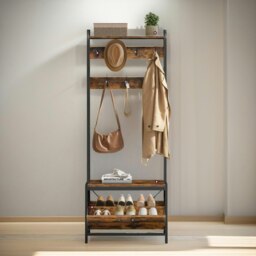 Rackhams Industrial Coat Rack Stand With Shoe Storage Brown - thumbnail 3