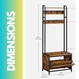 Rackhams Industrial Coat Rack Stand With Shoe Storage Brown - thumbnail 5