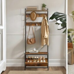 Rackhams Industrial Coat Rack Stand With Shoe Storage Brown - thumbnail 4