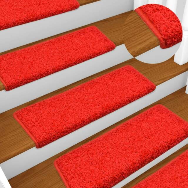 Rackhams Stair Mats 10 pcs 65x21x4 cm Red - Needle-punched fabric (100% polypropylene)