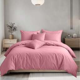 Rackhams Plain Dyed Easy Care Polycotton Duvet Cover And Pillowcase/s Set Bed Linen - Pink - Double