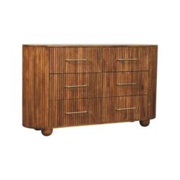 Rackhams Solid Wood Ridgefront Chest – Amber Oak, 6 Drawers, Brown - thumbnail 3