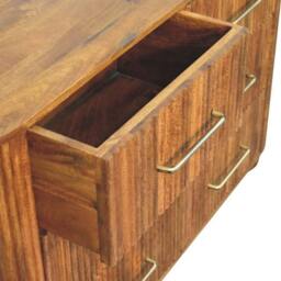 Rackhams Solid Wood Ridgefront Chest – Amber Oak, 6 Drawers, Brown - thumbnail 6