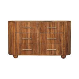 Rackhams Solid Wood Ridgefront Chest – Amber Oak, 6 Drawers, Brown - thumbnail 2