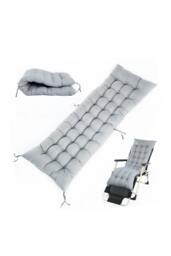 Rackhams 160x50cm Grey Outdoor Sun Lounger Cushion with Slip-Over Back & Side Tie Straps - Grey - One Size - thumbnail 5