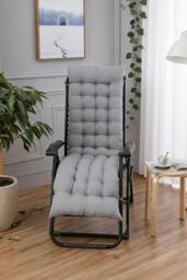 Rackhams 160x50cm Grey Outdoor Sun Lounger Cushion with Slip-Over Back & Side Tie Straps - Grey - One Size - thumbnail 2