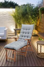 Rackhams 160x50cm Grey Outdoor Sun Lounger Cushion with Slip-Over Back & Side Tie Straps - Grey - One Size - thumbnail 4