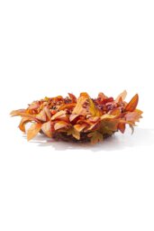 Rackhams 50cm Artificial Fall Wreath for Front Door Magnolia Leaf Wreath with Curved Pumpkin, Pine Cone, Acorn, Berry for Halloween Home Decor - Orange - thumbnail 3