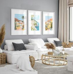 Rackhams Decorative Pictures For Living Room - Set of 3 Beach Decor Wall art Prints - A3 11.69 x 16.54 in / 29.7 x 42 cm - Satin Photo paper 280 gsm - White Frame - thumbnail 3
