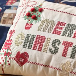Rackhams Merry Christmas Cross Stitch Cushion Natural - Natural - 30 x 50 cm - thumbnail 2