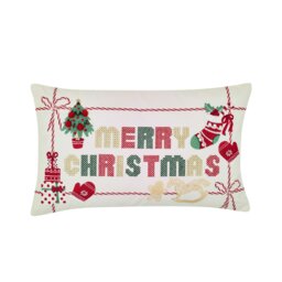 Rackhams Merry Christmas Cross Stitch Cushion Natural - Natural - 30 x 50 cm - thumbnail 3