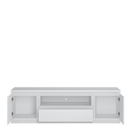 Rackhams Fribo 2 Door 1 Drawer 166cm Wide TV Cabinet in White - 1 - thumbnail 2