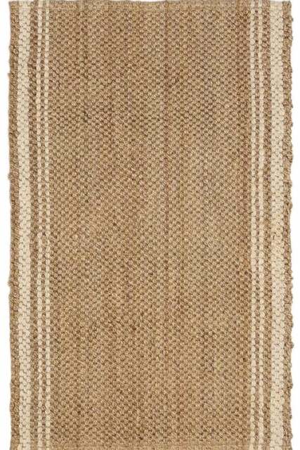 Rackhams Jute Check Natural Rug Striped Handwoven - 100X150 cm - image 1