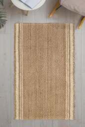 Rackhams Jute Check Natural Rug Striped Handwoven - 100X150 cm - thumbnail 6