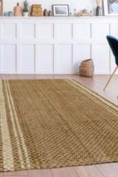 Rackhams Jute Check Natural Rug Striped Handwoven - 100X150 cm - thumbnail 4
