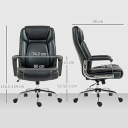 Rackhams Faux Leather Desk Chair with Adjustable Height, 227kg 500LBS, Black - thumbnail 5