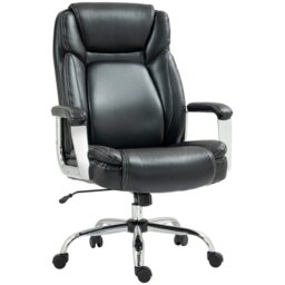Rackhams Faux Leather Desk Chair with Adjustable Height, 227kg 500LBS, Black - thumbnail 2