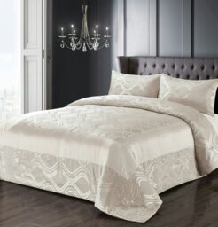 Rackhams Clarissa Quilted Luxury Bedspread Set - Beige - Double - thumbnail 1