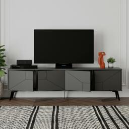"Rackhams Dune Modern TV Unit Multimedia Centre with Storage Stylish TV Cabinet 65"" - Anthracite Grey"