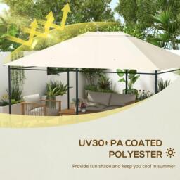 Rackhams 3 x 4m Gazebo Canopy Replacement Gazebo Roof Cover, Cream White - thumbnail 4