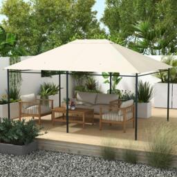 Rackhams 3 x 4m Gazebo Canopy Replacement Gazebo Roof Cover, Cream White - thumbnail 1