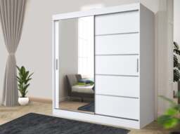 Rackhams Stylish Bedroom Sliding Wardrobe with LED Light - comes in White/Grey/Black/Oak and Width 120cm/150cm/180cm/203cm/250cm - 120cm - Oak - thumbnail 2