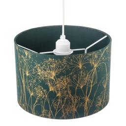 Rackhams Deep Emerald Forest Green Lamp Shade with Botanical Gold Foil Print - thumbnail 3