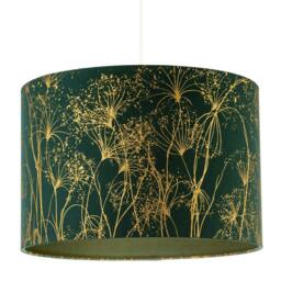 Rackhams Deep Emerald Forest Green Lamp Shade with Botanical Gold Foil Print - thumbnail 2
