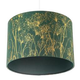 Rackhams Deep Emerald Forest Green Lamp Shade with Botanical Gold Foil Print - thumbnail 5
