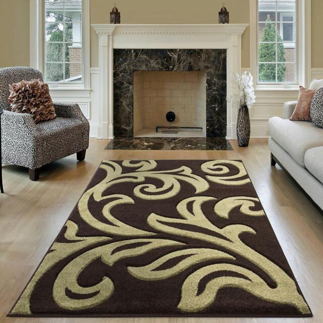 Rackhams Carved Rug Florence - Brown Green - 60cm x 110cm (2ft x 3.5ft) - image 1