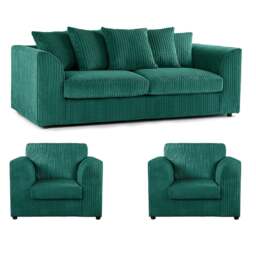 Rackhams Luxor Full Jumbo Cord 3 Seater and 2 x Armchairs - Scatter Back - Teal - thumbnail 1