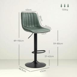 Rackhams Set of Two Retro Tub Bar Stools - Green - thumbnail 3
