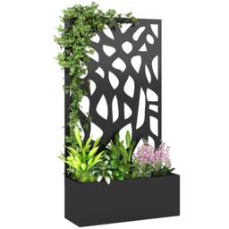 Rackhams Metal Raised Garden Bed with Trellis, Outdoor Planter Box - Raised Garden Bed with Trellis - 61 x 23 x 113 cm - Black - thumbnail 2