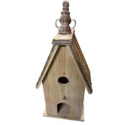 Rackhams Rustic Wood Wild Bird House - White/Brown - White/Brown - One Size - 100% Mixed