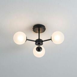 Rackhams Niva 3-Light Black Frosted Glass Semi-Flush Ceiling Light - thumbnail 1