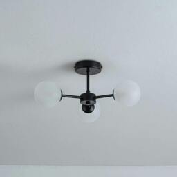 Rackhams Niva 3-Light Black Frosted Glass Semi-Flush Ceiling Light - thumbnail 2
