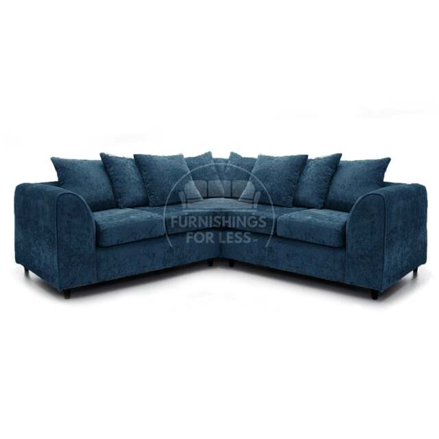 Rackhams Monaco Chenille Fabric 5 Seater Corner Sofa - Blue - image 1