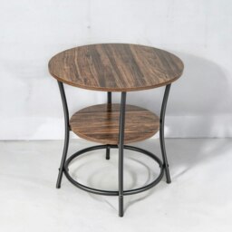 Rackhams Industrial Round Coffee Table With 2 Shelves - thumbnail 3