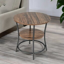 Rackhams Industrial Round Coffee Table With 2 Shelves - thumbnail 4
