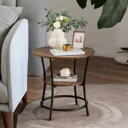 Rackhams Industrial Round Coffee Table With 2 Shelves - thumbnail 1