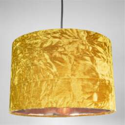 "Rackhams Modern Ochre/Mustard Crushed Velvet 12"" Table/Pendant Shade with Copper Inner" - thumbnail 5