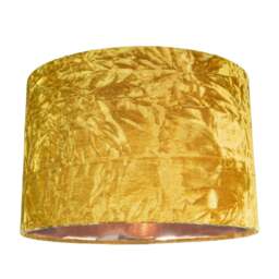 "Rackhams Modern Ochre/Mustard Crushed Velvet 12"" Table/Pendant Shade with Copper Inner"