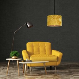 "Rackhams Modern Ochre/Mustard Crushed Velvet 12"" Table/Pendant Shade with Copper Inner" - thumbnail 6