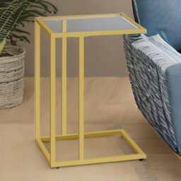 Rackhams Tempered Glass Gold Side Table - thumbnail 2