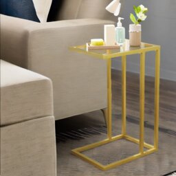 Rackhams Tempered Glass Gold Side Table - thumbnail 5