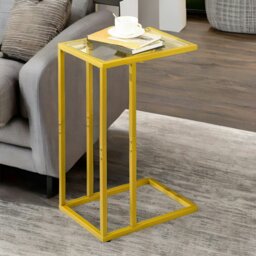 Rackhams Tempered Glass Gold Side Table