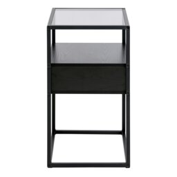 Rackhams Randolf Bedside Table in Black with Smoked Glass - 1 - Black - Manufactured wood,Powder coated Steel,Glass - thumbnail 3