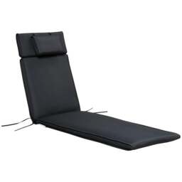 Rackhams Garden Sun Lounger Cushion Replacement Soft Sunbed Reclining Chair Relaxer Pad with Pillow, Cushion ONLY - Black - thumbnail 1