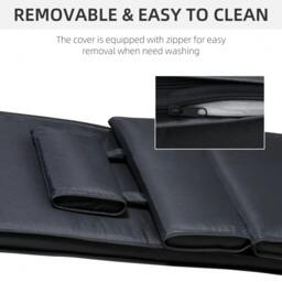 Rackhams Garden Sun Lounger Cushion Replacement Soft Sunbed Reclining Chair Relaxer Pad with Pillow, Cushion ONLY - Black - thumbnail 6