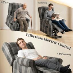 Rackhams Power Lift Recliner Chair with Massage and Heat, Grey - thumbnail 4